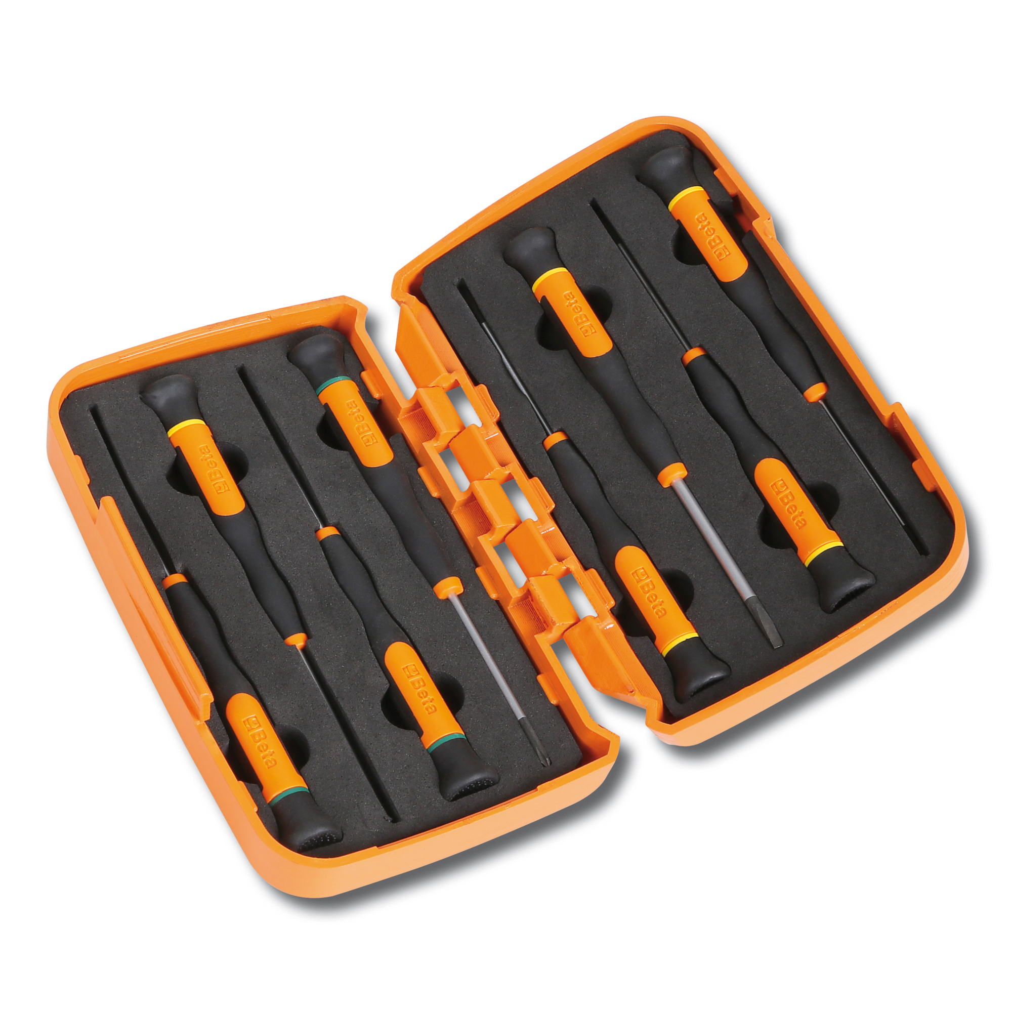 Beta Set of 8 Micro-Screwdrivers with Case — Slotted and Phillips, Color-Coded, Model# 1257LPH/S8